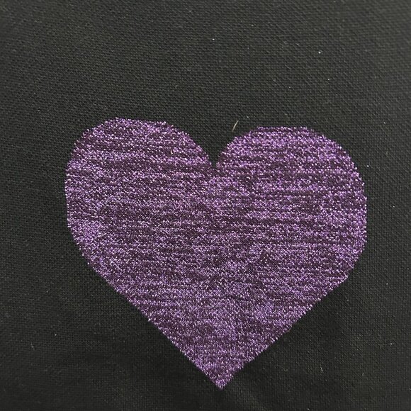 TSP Womens Black Sleeveless Knit Top Purple Glitter Heart Design Size Large Tren - Picture 4 of 9